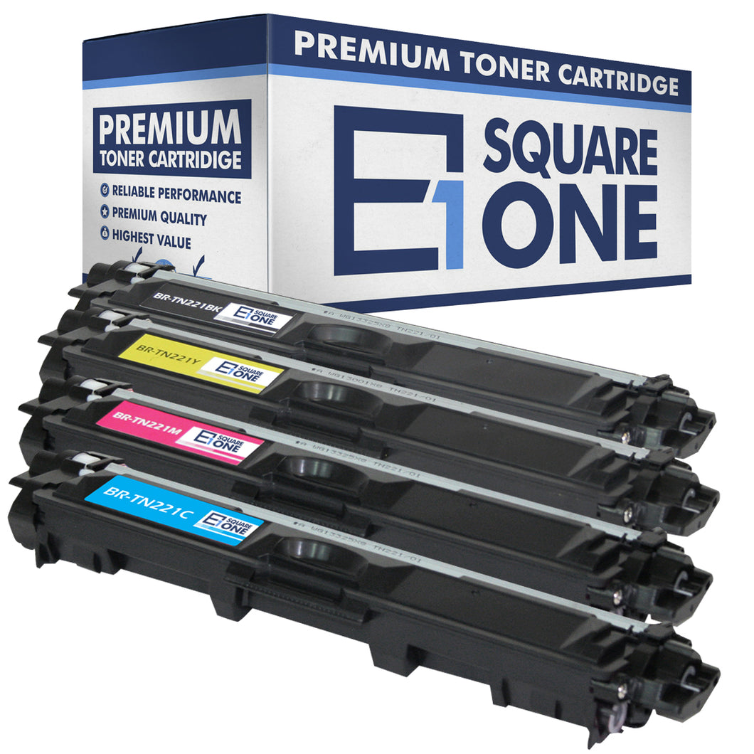 eSquareOne Compatible Toner Cartridge Replacement for Brother TN221BK TN221C TN221M TN221Y (Black, Cyan, Magenta, Yellow)