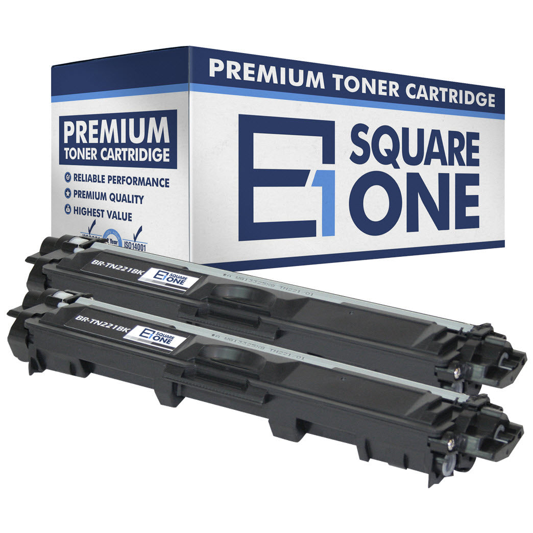 eSquareOne Compatible Toner Cartridge Replacement for Brother TN221BK (Black, 2-Pack)