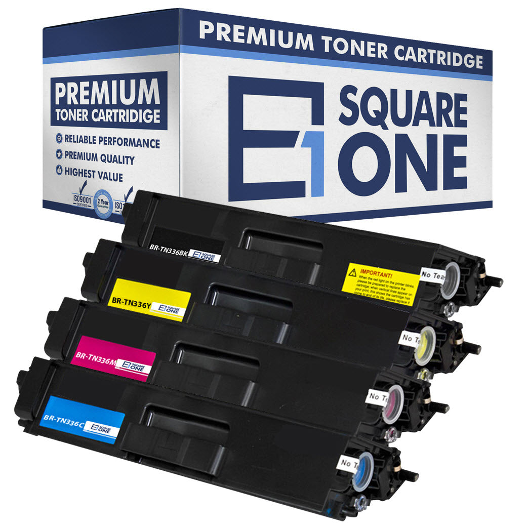 eSquareOne Compatible High Yield Toner Cartridge Replacement for Brother TN336BK TN331BK TN336C TN331C TN336M TN331M TN336Y TN331Y (Black, Cyan, Magenta, Yellow)