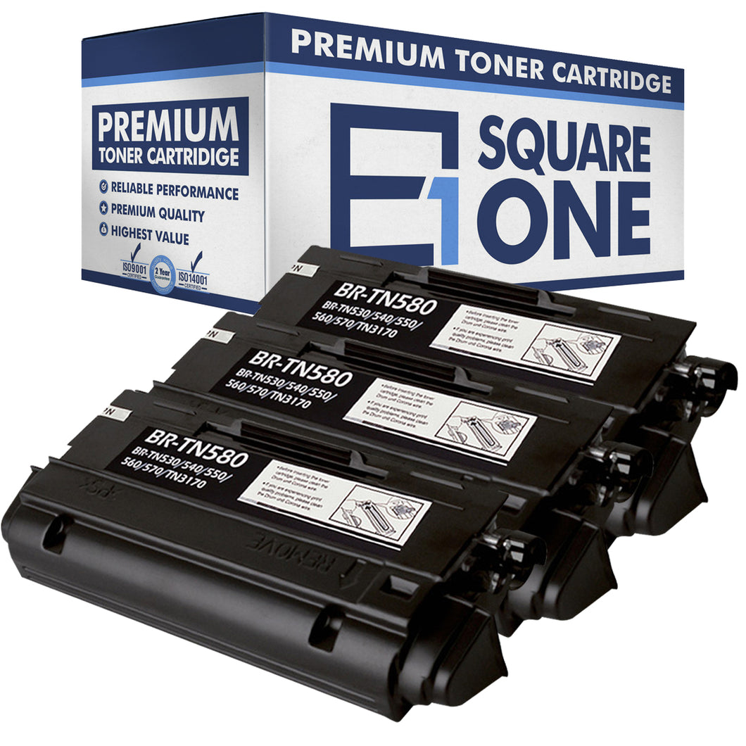 eSquareOne Compatible High Yield Toner Cartridge Replacement for Brother TN530 TN540 TN550 TN560 TN570 TN580 (Black, 3-Pack)