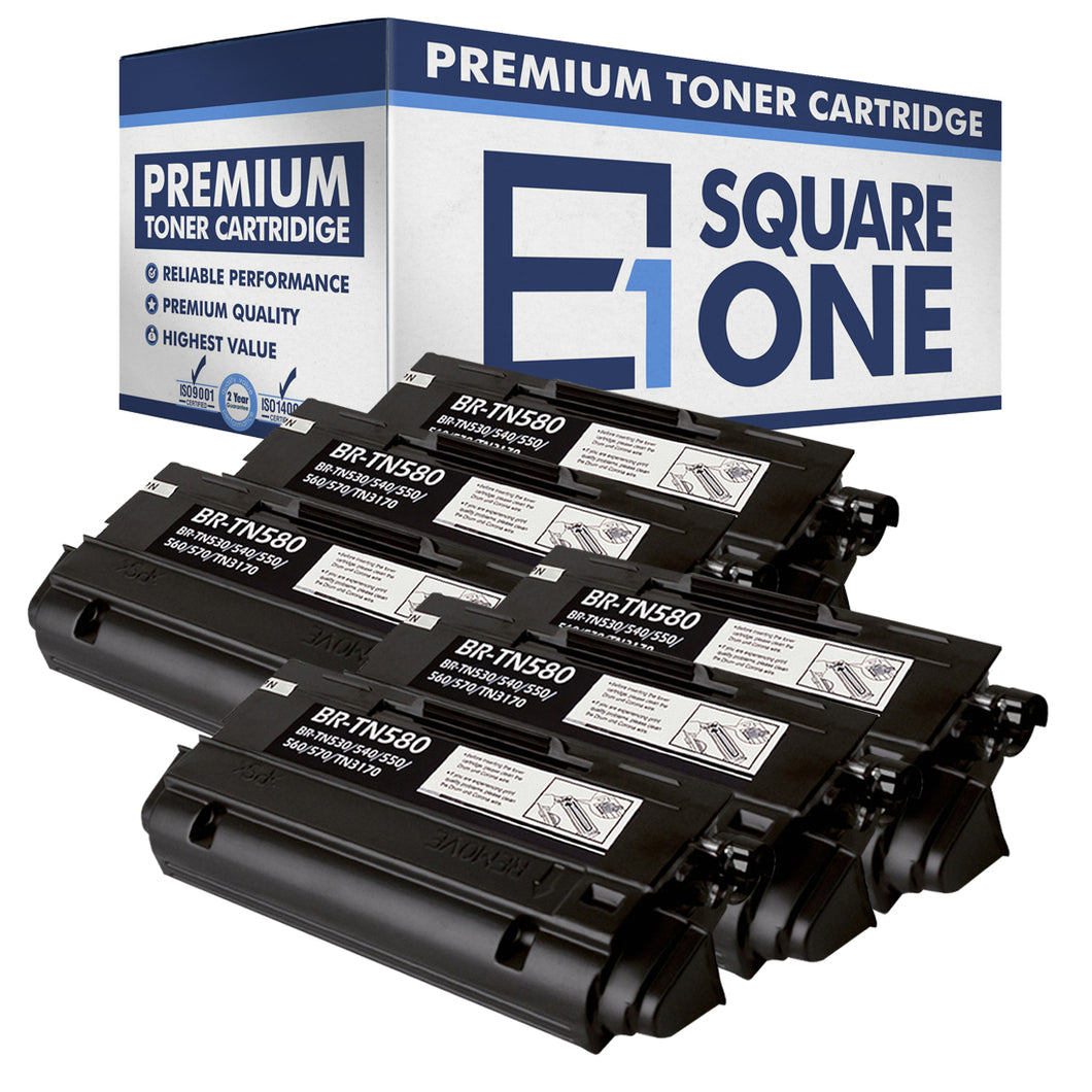 eSquareOne Compatible High Yield Toner Cartridge Replacement for Brother TN530 TN540 TN550 TN560 TN570 TN580 (Black, 6-Pack)