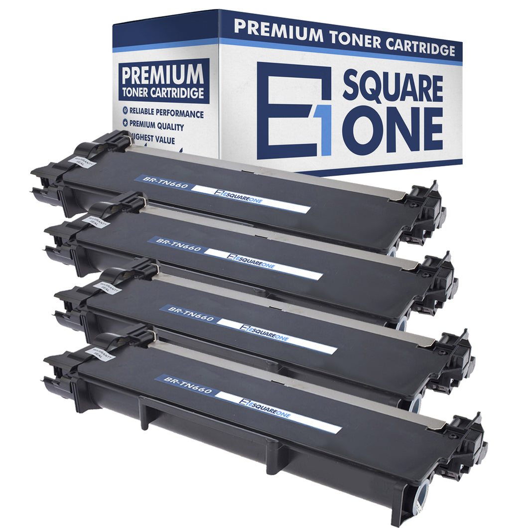 eSquareOne Compatible High Yield Toner Cartridge Replacement for Brother TN660 TN630 (Black, 4-Pack)