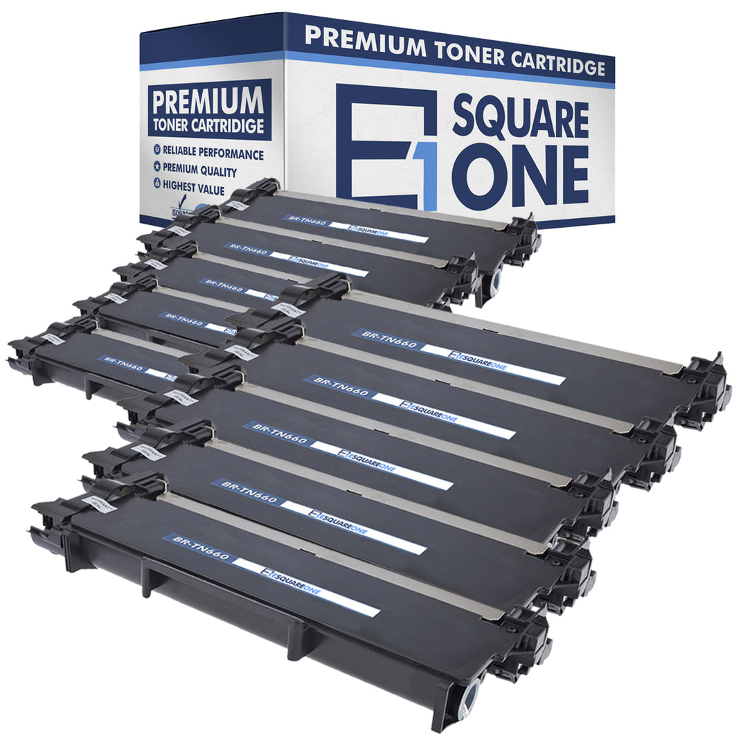 eSquareOne Compatible High Yield Toner Cartridge Replacement for Brother TN660 TN630 (Black, 10-Pack)