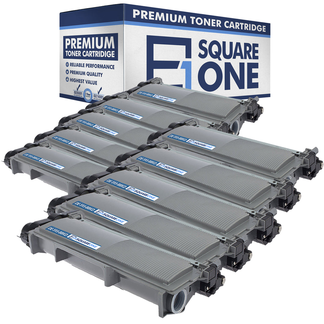 eSquareOne Compatible High Yield Toner Cartridge Replacement for DELL 593-BBKD PVTHG 593-BBKC 2RMPM (Black, 10-Pack)