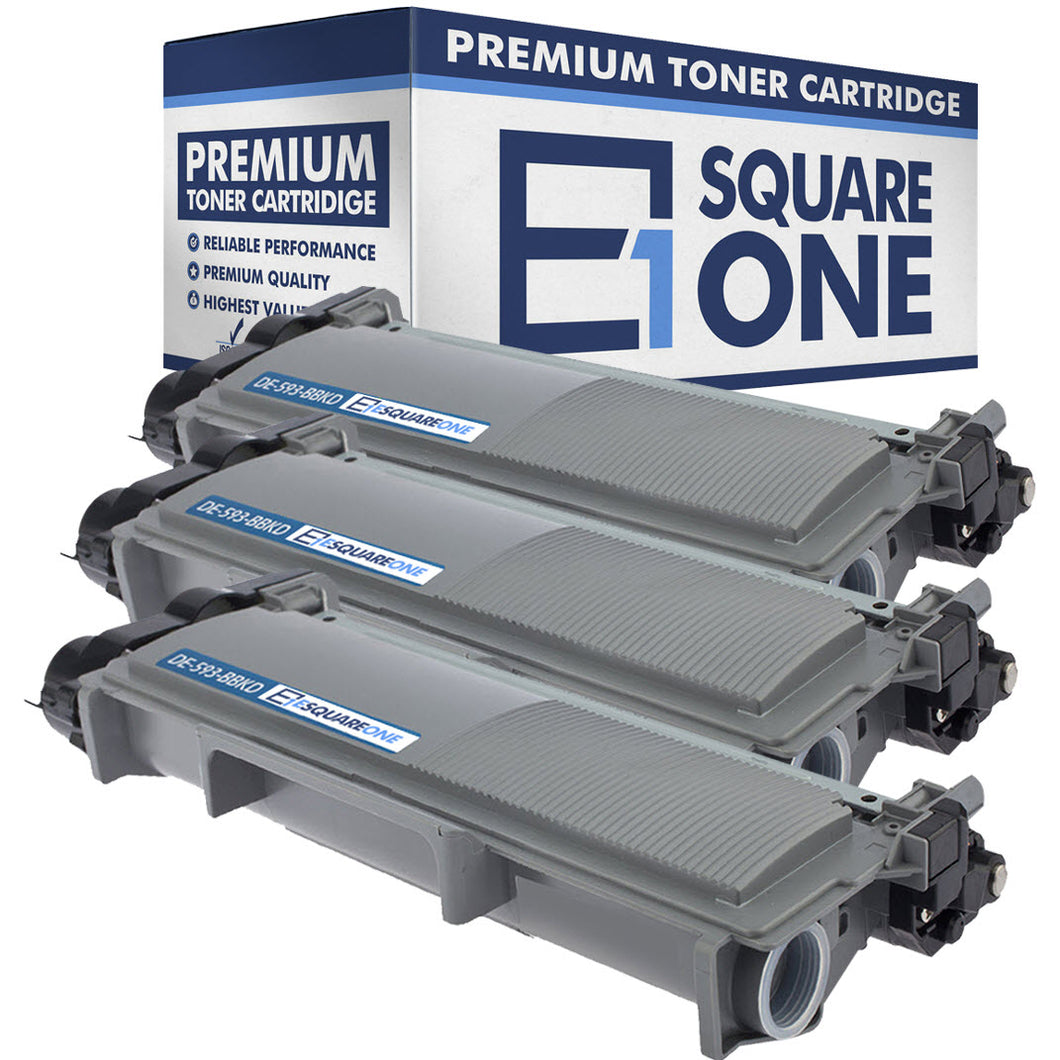 eSquareOne Compatible High Yield Toner Cartridge Replacement for DELL 593-BBKD PVTHG 593-BBKC 2RMPM (Black, 3-Pack)