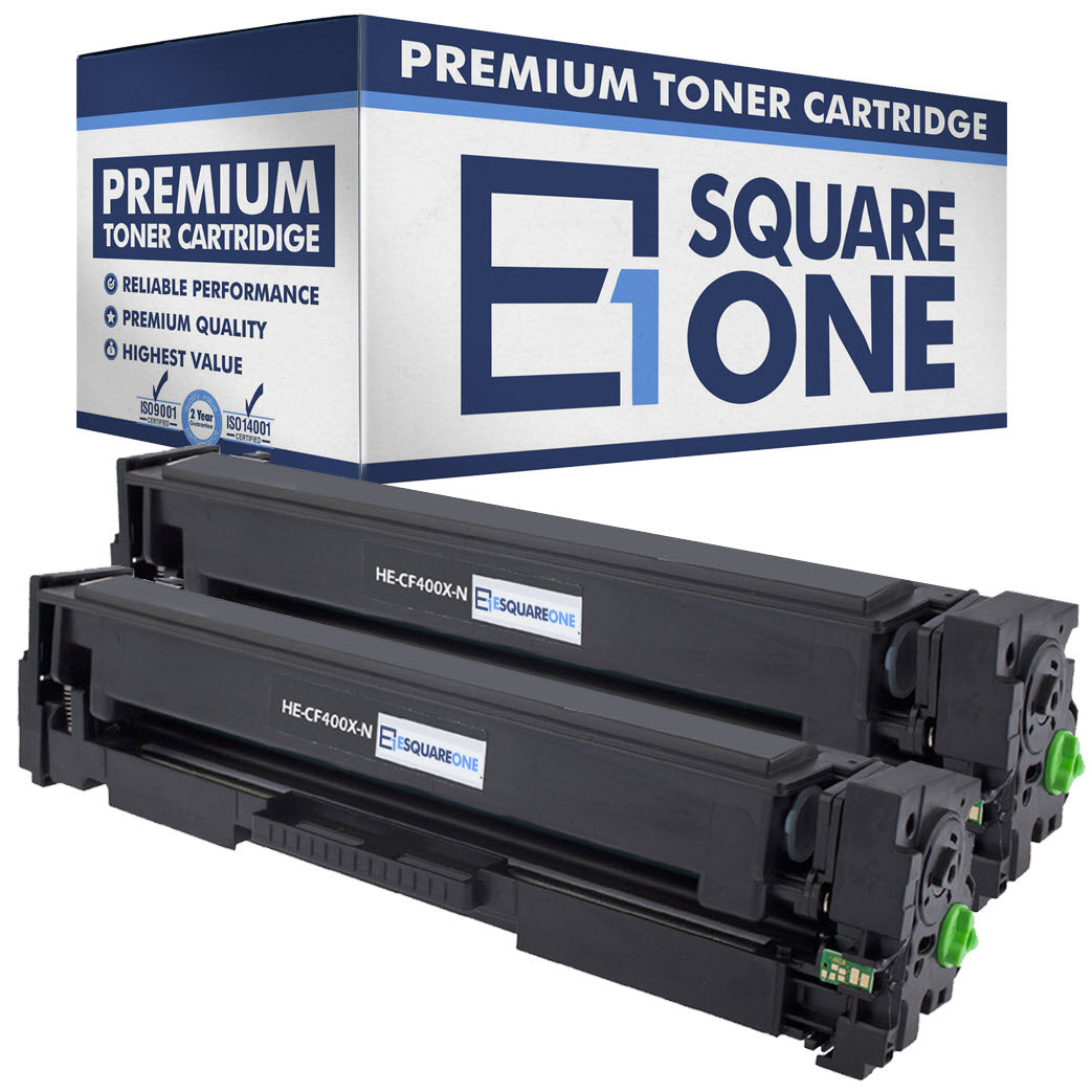 eSquareOne Compatible High Yield Toner Cartridge Replacement for HP 201X CF400X (Black, 2-Pack)