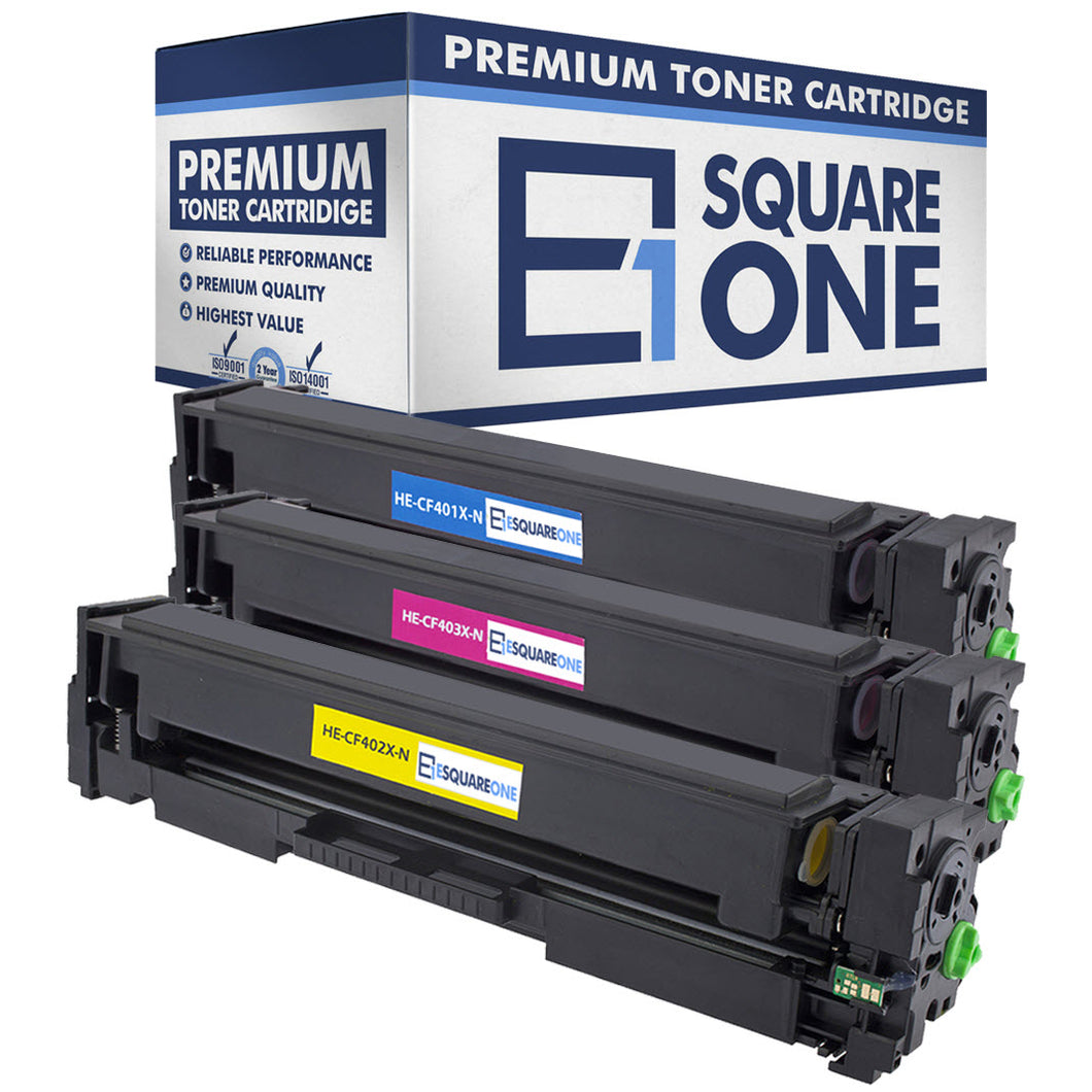 eSquareOne Compatible High Yield Toner Cartridge Replacement Set for HP 201X CF401X CF402X CF403X (Cyan, Yellow, Magenta)